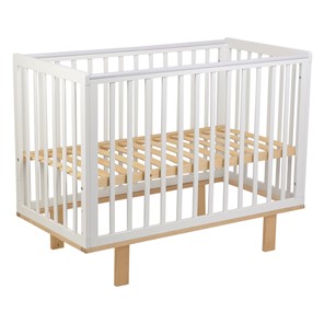 Кровать для новорожденных серия 3400 POLINI Kids Simple 340 Белый / Натуральный в Пензе