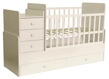 Кровать для новорожденных с комодом POLINI Kids Simple 1100 Слоновая кость в Пензе