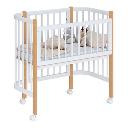 Кроватка детская приставная POLINI Kids Simple 105 Белый / Бук в Пензе - изображение