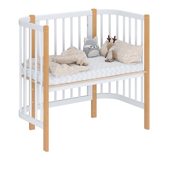 Кроватка детская приставная POLINI Kids Simple 105 Белый / Бук в Пензе - изображение 1