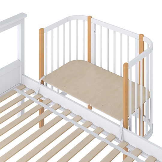 Кроватка детская приставная POLINI Kids Simple 105 Белый / Бук в Пензе - изображение 3