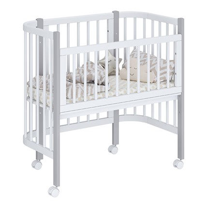 Кроватка детская приставная POLINI Kids Simple 120 Белый / Серый в Пензе - изображение