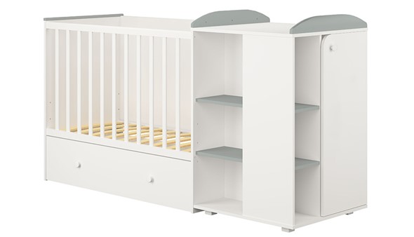 Многофункциональная кровать с комодом POLINI Kids Ameli 800 Белый / Серый, серия AMELI в Пензе - изображение