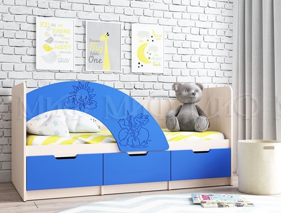 Кровать с ящиками Юниор-3, синий матовый в Пензе - изображение