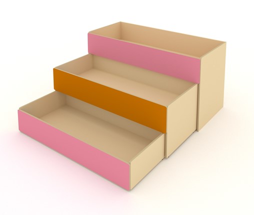 Детская кровать 3-х уровневая КД-3, Беж + Розовый + Оранжевый в Пензе - изображение