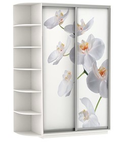 Шкаф Хит, 1500x600x2200, фотопечать, со стеллажом, белая орхидея, белый снег в Пензе