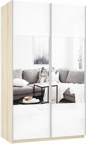 Шкаф 2-х дверный Прайм (Зеркало/Белое стекло) 1200x570x2300, дуб сонома в Пензе - предосмотр 2