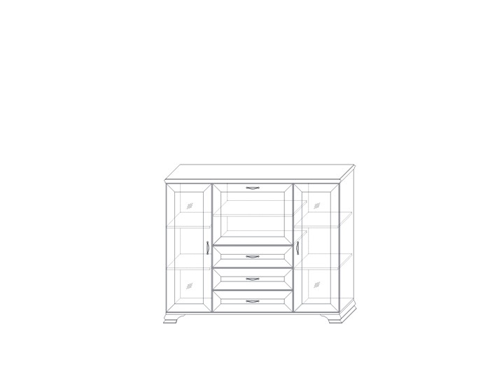 Шкаф низкий (2 стеклодвери) Сиена, Бодега белый / патина золото в Пензе - изображение 1