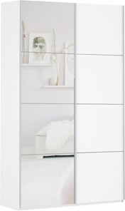 Шкаф 2-створчатый Прайм (ДСП/Зеркало) 1400x570x2300, белый снег в Пензе