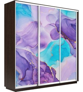 Шкаф 3-створчатый Экспресс 2400х600х2200, Абстракция фиолетовая/венге в Пензе
