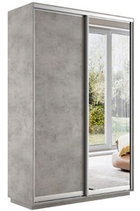 Шкаф 2-х дверный Экспресс (ДСП/Зеркало) 1600х450х2200, бетон в Пензе