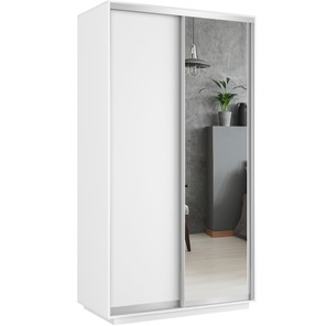 Шкаф 2-дверный Хит (ДСП/Зеркало), 1200x600x2200, белый снег в Пензе - предосмотр