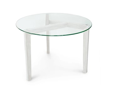 Круглый стол Оникс-7, Выбеленный дуб/Прозрачное стекло в Пензе