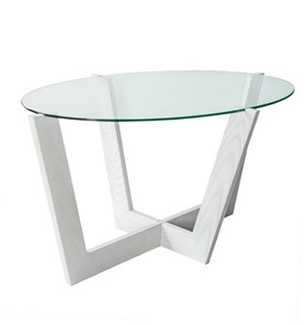 Овальный стол Оникс-6, Выбеленный дуб/Прозрачное стекло в Пензе