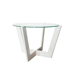 Круглый стол Оникс-10, Выбеленный дуб/Прозрачное стекло в Пензе