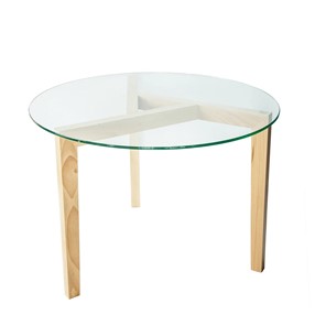 Круглый столик Оникс-7, Натуральный массив/Прозрачное стекло в Пензе