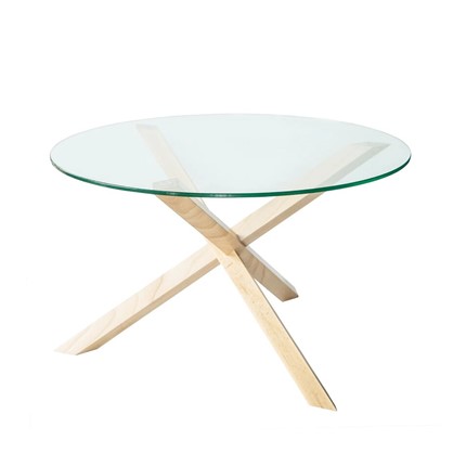 Круглый столик Оникс-3, Натуральный массив/Прозрачное стекло в Пензе - изображение