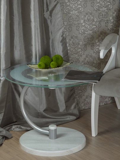 Стеклянный столик Дуэт 13Н (металлик-дуб дымчатый-прозр) в Пензе - изображение 6