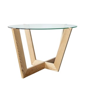 Овальный столик Оникс-6, Натуральный массив/Прозрачное стекло в Пензе