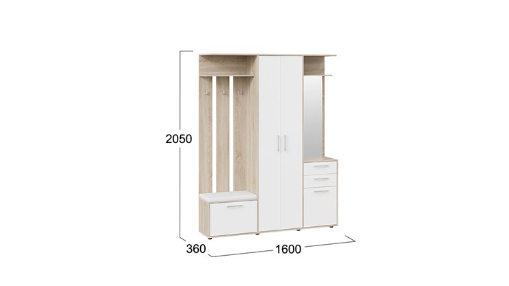 Набор мебели для прихожей Витра тип 2 (Дуб сонома/Белый ясень) в Пензе - изображение 6