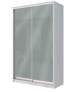 Шкаф двухстворчатый Хит-22-12-22 с цветным стеклом, средне-серый 074, Дуб крафт белый в Пензе