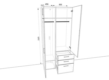 Распашной шкаф 1050х500х2325мм (10501) Белый/Жемчуг в Пензе - предосмотр 1