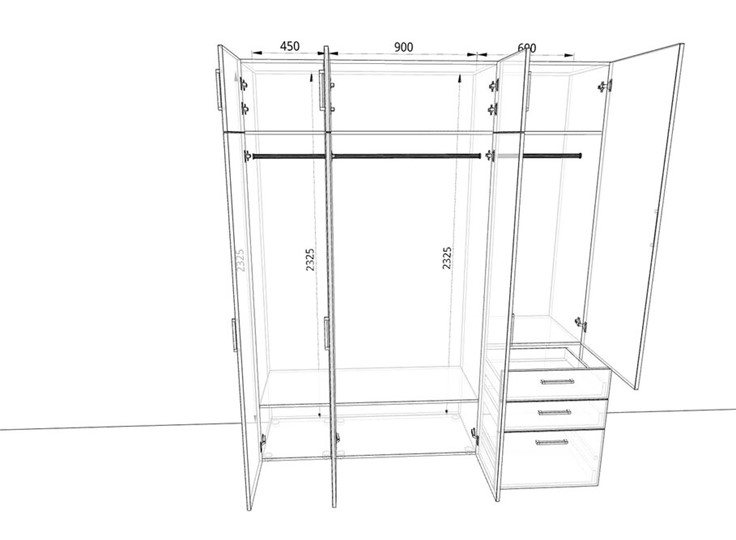 Распашной шкаф 1950х500х2325мм (19505) Белый/Жемчуг/Зеркало в Пензе - изображение 1
