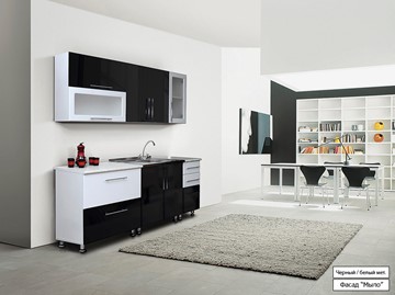 Кухонный гарнитур Мыло 224 2000х918, цвет Черный/Белый металлик в Пензе