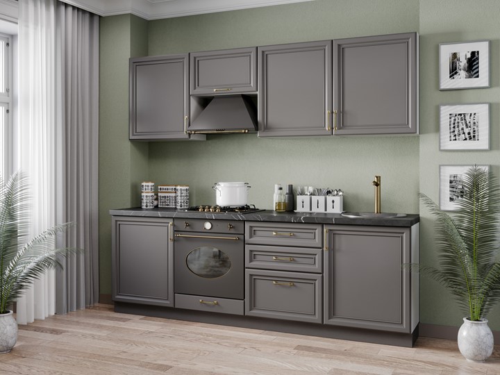 Модульный кухонный гарнитур Джелатто 2400, Белый/Оникс серый в Пензе - изображение