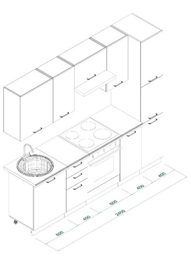 Кухонный гарнитур МК НОРД Комплект №8 2,4м Дуб Крафт Серый (K002 PW) в Пензе - изображение 8