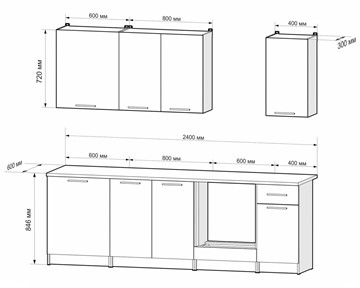 Гарнитур кухонный Моника 2,4 м (Дуб Сонома/Белый) в Пензе - предосмотр 1