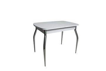 Кухонный стол раскладной ПГ-02СТ белое/белое/хром фигурные в Пензе - предосмотр