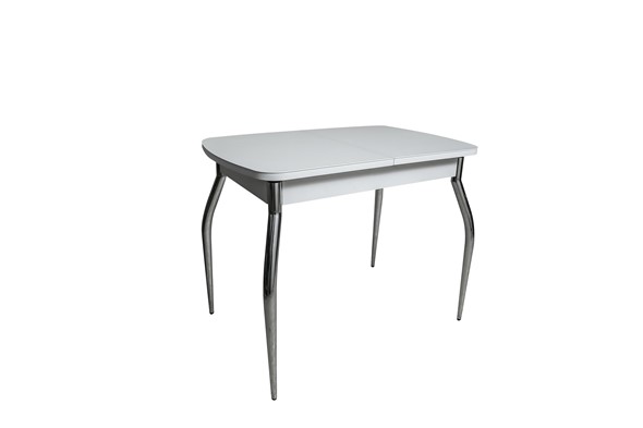 Кухонный стол раскладной ПГ-02СТ белое/белое/хром фигурные в Пензе - изображение