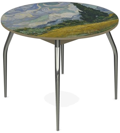 Кухонный раскладной стол Ривьера исп. круг хром №5 (Exclusive h254/белый) в Пензе - изображение