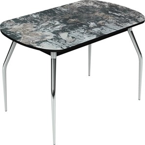 Кухонный раздвижной стол Ривьера исп.2 хром №5 (Exclusive h172/черный) в Пензе