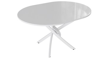Обеденный раздвижной стол Diamond тип 3 (Белый муар/Белый глянец) в Пензе - предосмотр 1
