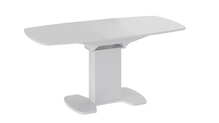 Кухонный раздвижной стол Портофино (СМ(ТД)-105.02.11(1)), цвет Белый глянец/Стекло белое в Пензе - изображение 1