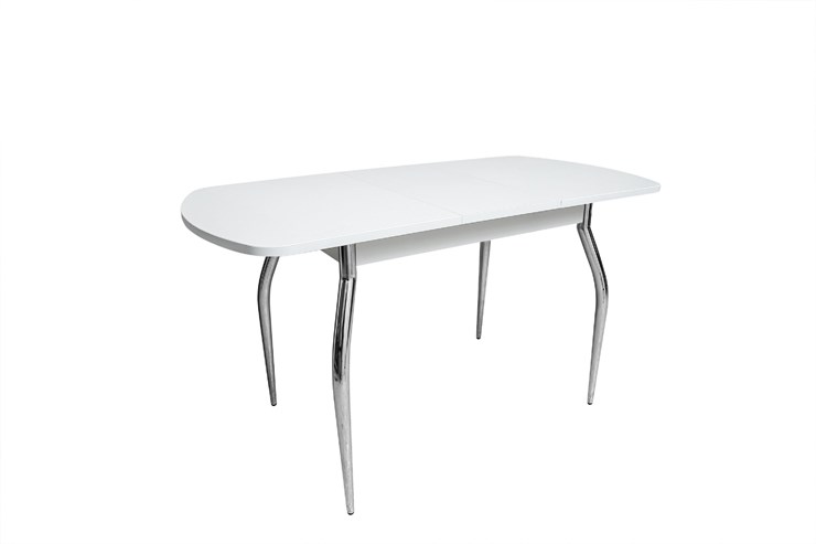 Кухонный стол раскладной ПГ-01СТ белое/белое/крашенные фигурные в Пензе - изображение 1