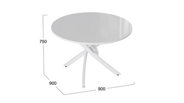 Стол обеденный Diamond тип 2 (Белый муар/Белый глянец) в Пензе - предосмотр 1