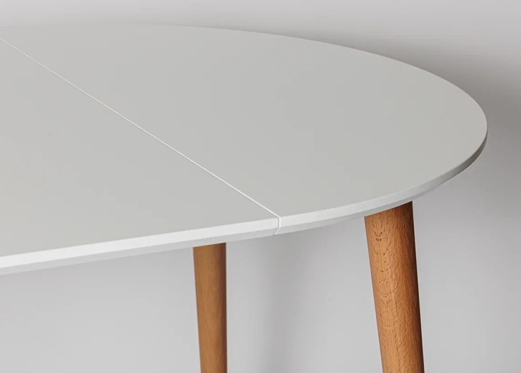 Кухонный раздвижной круглый стол Белая Эмаль д. 100 см МДФ ножки светлый орех в Пензе - изображение 15