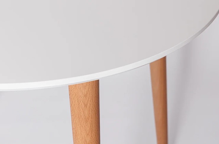 Кухонный раздвижной круглый стол Белая Эмаль д. 100 см МДФ ножки светлый орех в Пензе - изображение 21