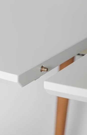 Кухонный раздвижной круглый стол Белая Эмаль д. 90 см МДФ ножки светлый орех в Пензе - изображение 8