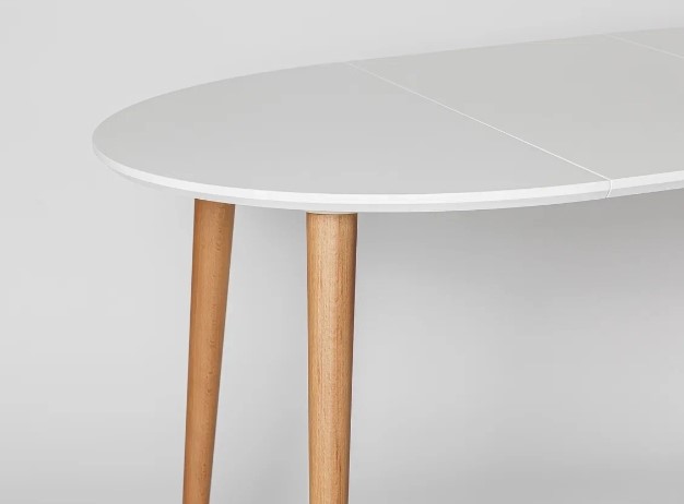 Кухонный раздвижной круглый стол Белая Эмаль д. 100 см МДФ ножки светлый орех в Пензе - изображение 10
