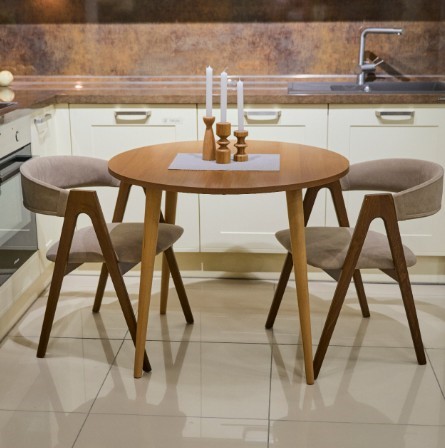 Кухонный раздвижной круглый стол Орех Гварнери д. 90 см ЛДСП в Пензе - изображение 2