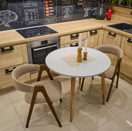 Кухонный раздвижной круглый стол Серый камень 90*90 см ЛДСП в Пензе - изображение 14
