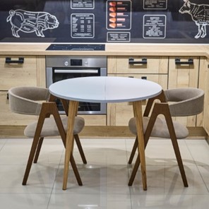 Кухонный раздвижной круглый стол Серый камень 90*90 см ЛДСП в Пензе - предосмотр 15