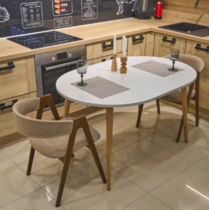 Кухонный раздвижной круглый стол Серый камень 90*90 см ЛДСП в Пензе - предосмотр 5