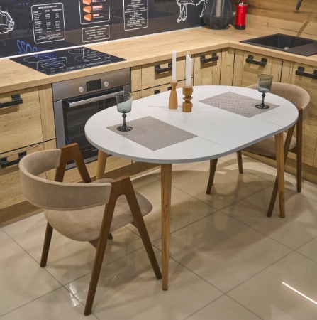 Кухонный раздвижной круглый стол Серый камень 90*90 см ЛДСП в Пензе - изображение 5
