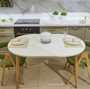 Кухонный раздвижной круглый стол Серый камень 90*90 см ЛДСП в Пензе - предосмотр 6