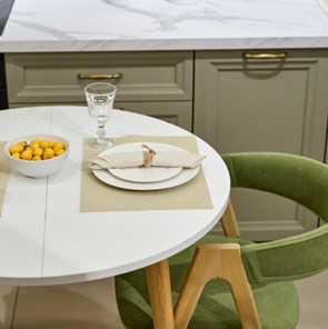 Кухонный раздвижной круглый стол Серый камень 90*90 см ЛДСП в Пензе - предосмотр 10